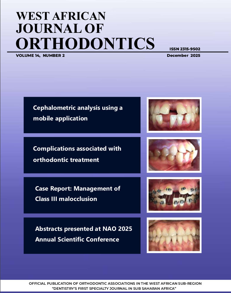 					View Vol. 14 No. 2 (2025):  West African Journal of Orthodontics
				