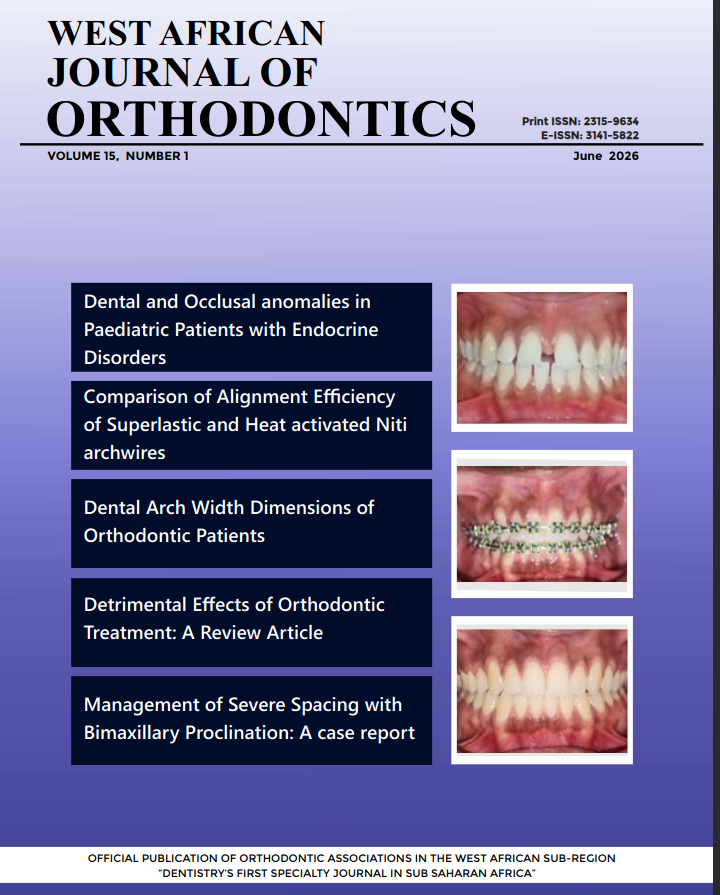 					View Vol. 15 No. 1 (2026): West African Journal of Orthodontics
				